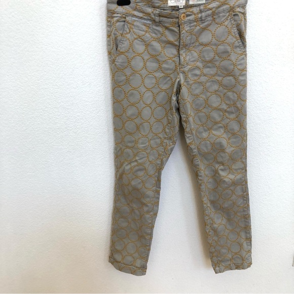 Chino by Anthropologie Tan Embroidered Pants 28 Relax Fit Cuffed - Picture 3 of 16